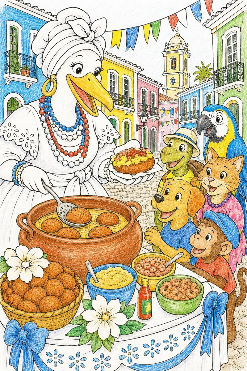 Bahia-Marktszene mit der Acarajé-Verkäuferin
