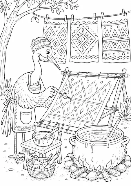 Afrikanisches Batikstoff-Muster entsteht