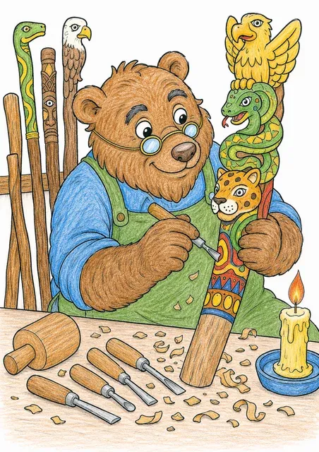 Holzschnitzer fertigt einen neuen Tier-Stab – So könnte es aussehen