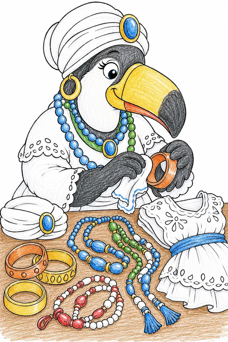Iyalorixá putzt ihren prächtigen Festschmuck