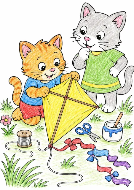 Kind bastelt einen Kite aus Bambusrahmen – So könnte es aussehen