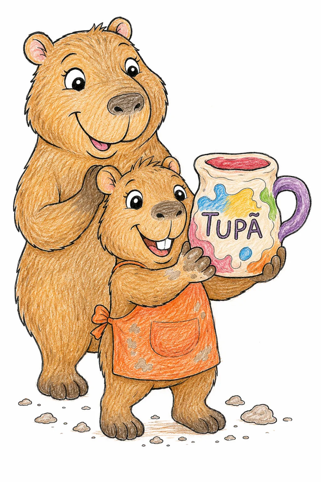 Kind trägt stolz seinen selbst getöpferten Becher