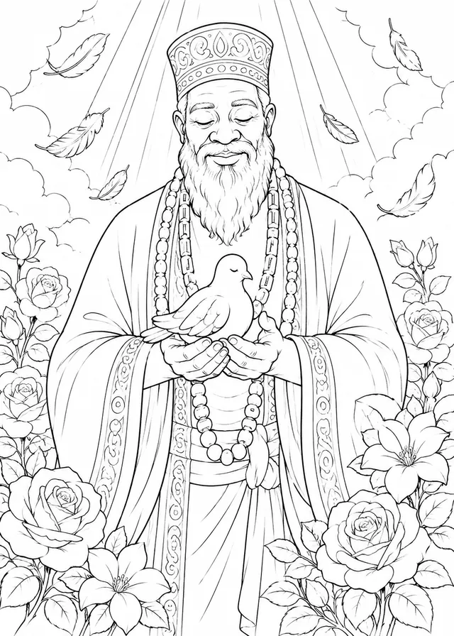 奥沙拉和平神祇捧着一只白鸽