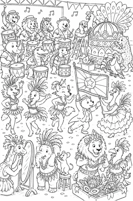 Die Samba-Schule der Tiere probt ihre Parade