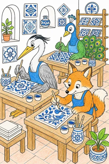 塔拉维拉瓷砖由动物画家设计 – 涂色效果预览