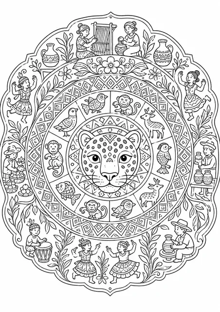 Volkskunst-Tier-Mandala