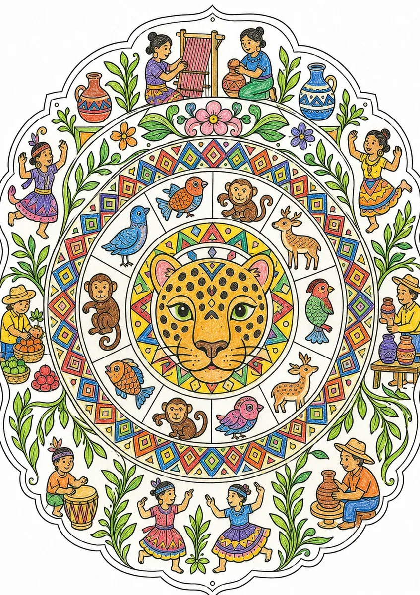 Volkskunst-Tier-Mandala