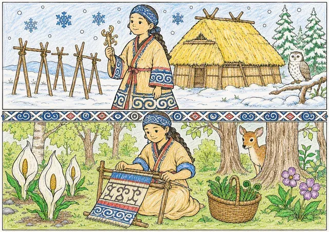 Die Ainu-Frau im Attus-Mantel – So könnte es aussehen