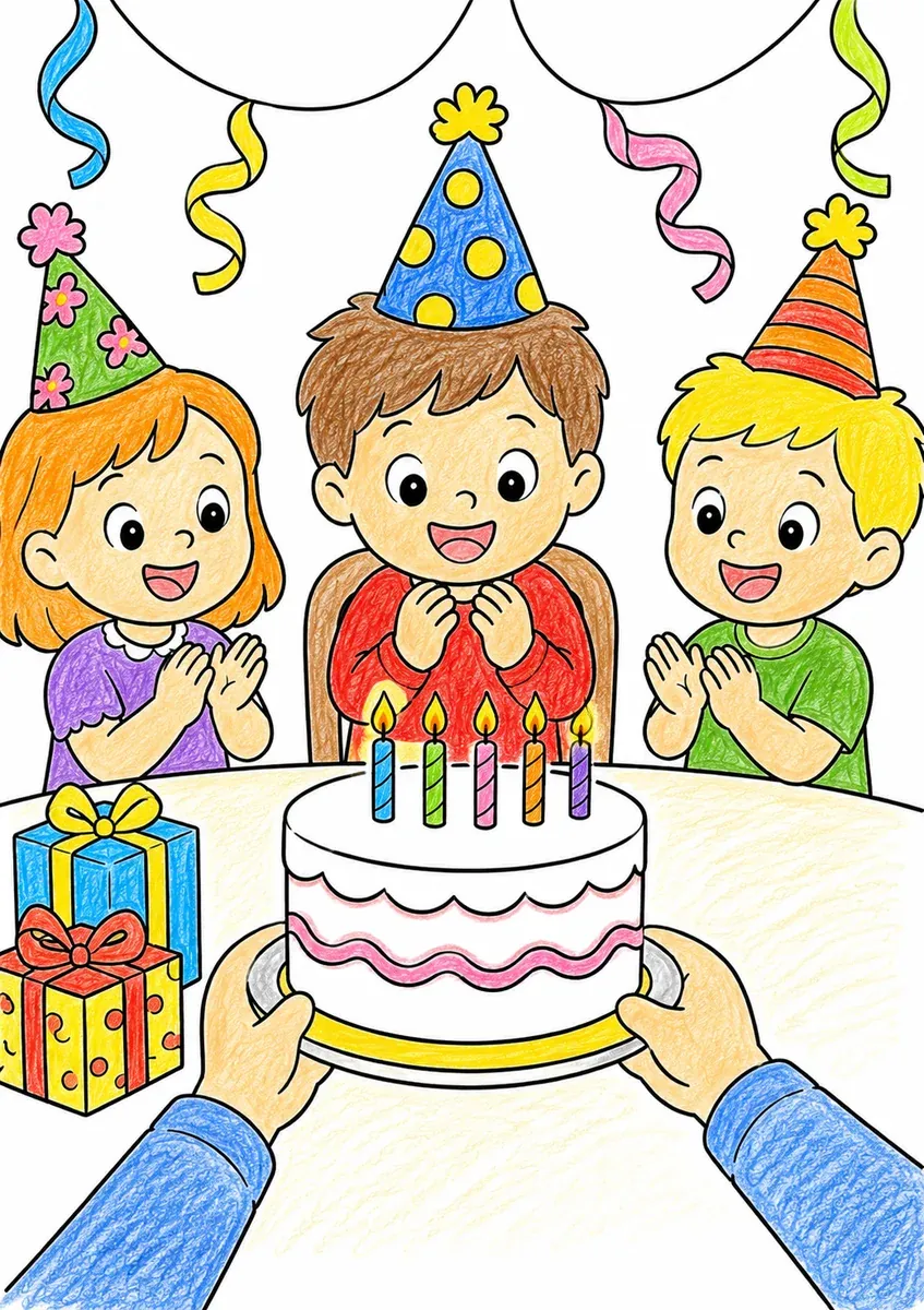 孩子收到生日蛋糕