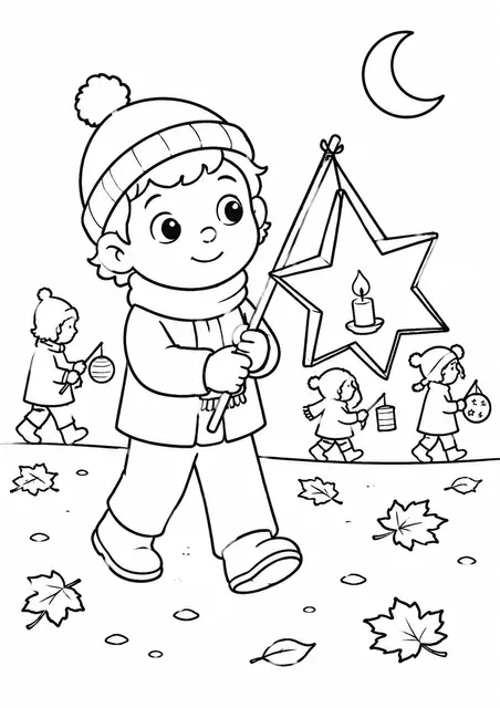 孩子在圣马丁节提灯笼