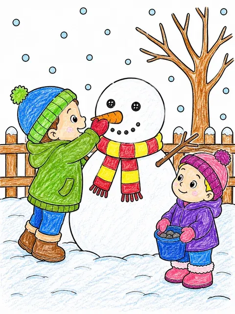 Kind baut Schneemann im Garten – So könnte es aussehen