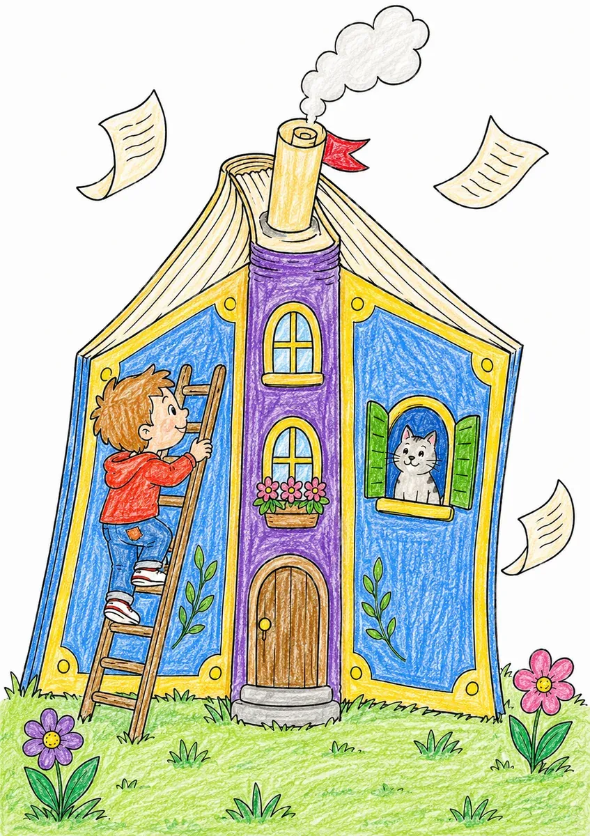 Haus aus einem aufgeschlagenen Buch