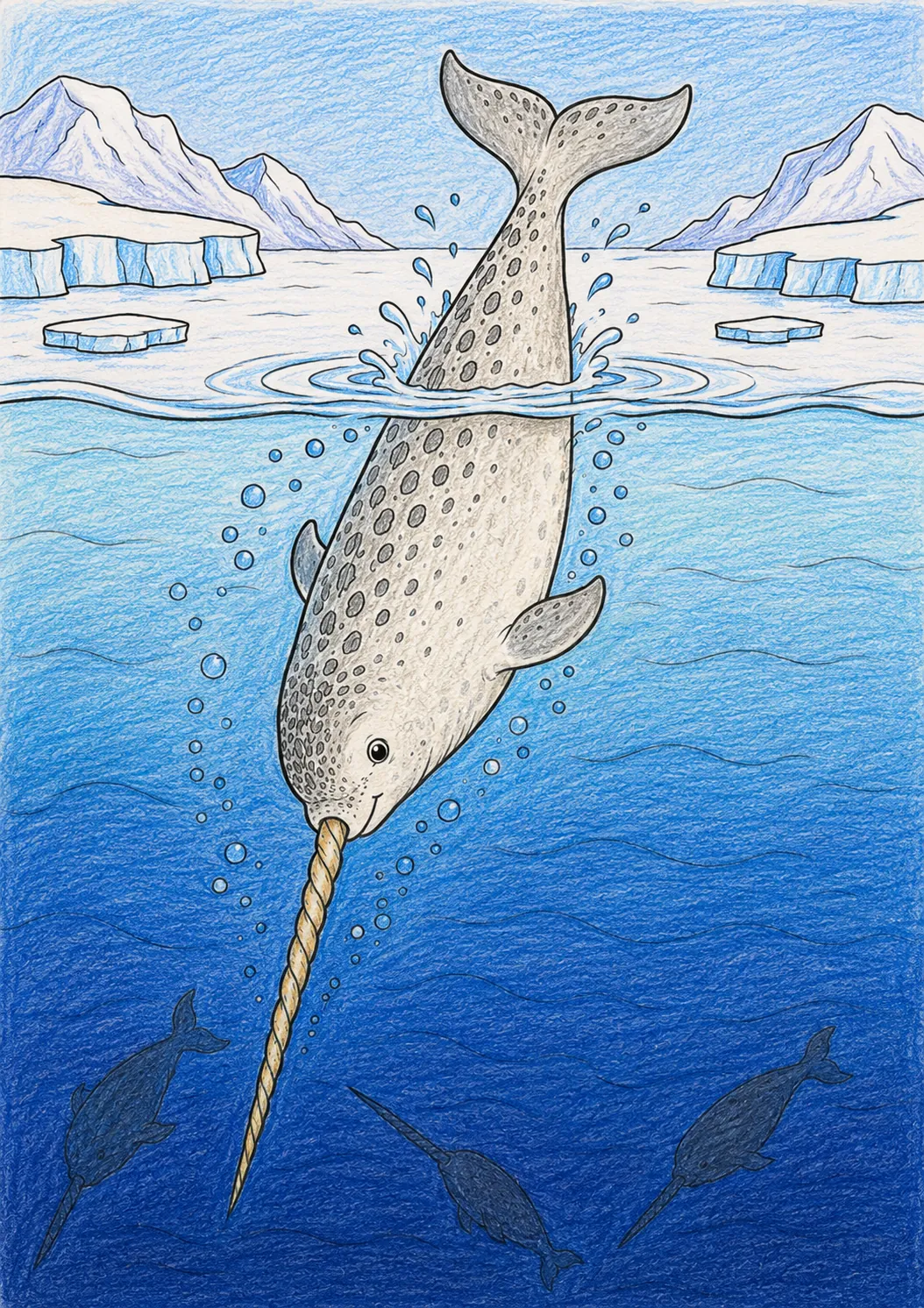 独角鲸潜入北极海