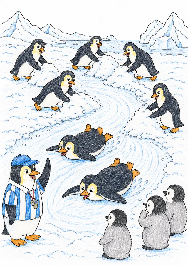 Pinguin-Kolonie bereitet Eisfläche für das Spiel vor – So könnte es aussehen