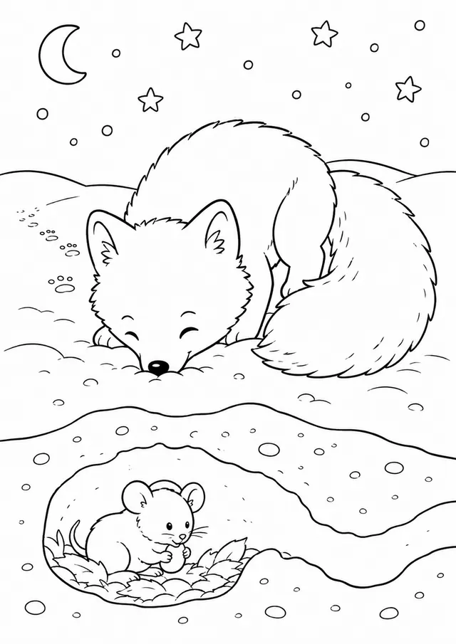 Polarfuchs schnüffelt neugierig im frischen Schnee