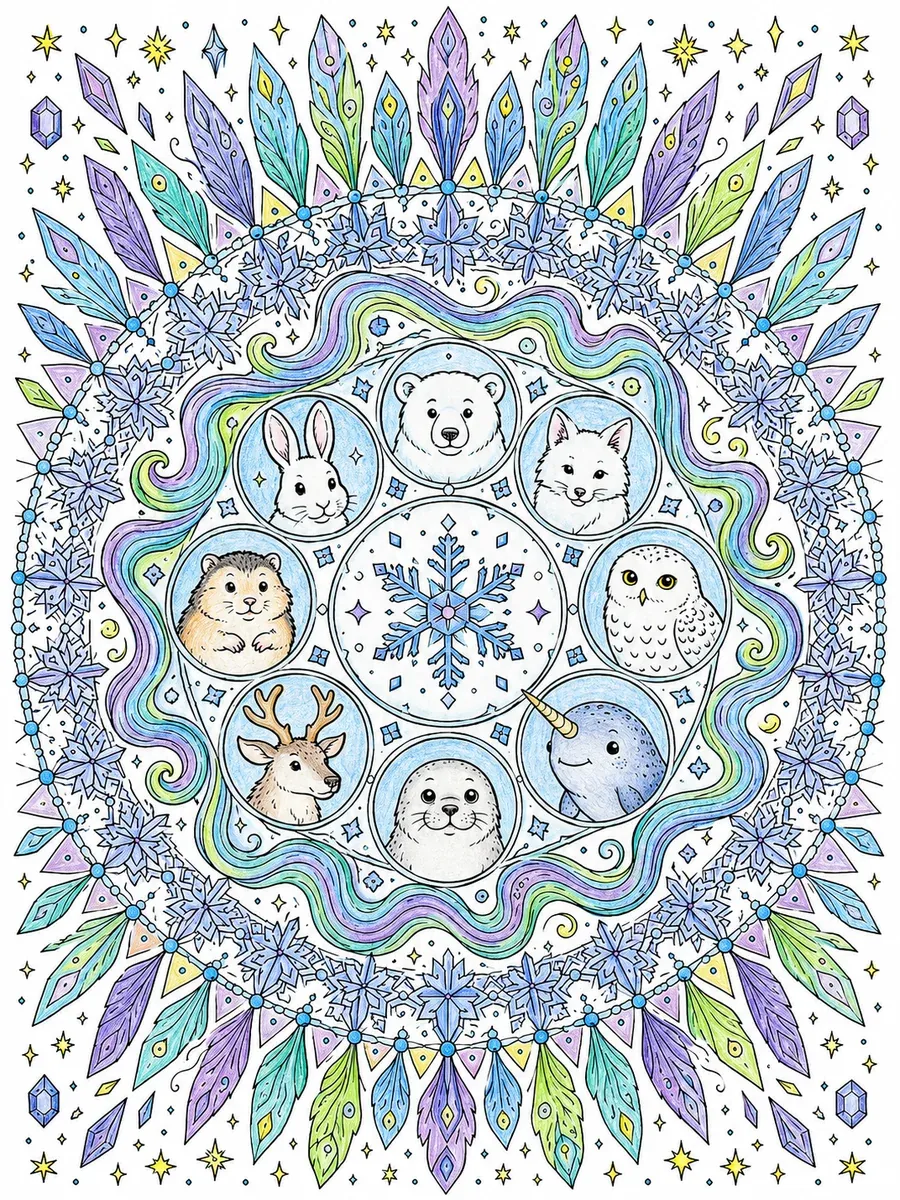 Polarlicht-Spirale als Mandala
