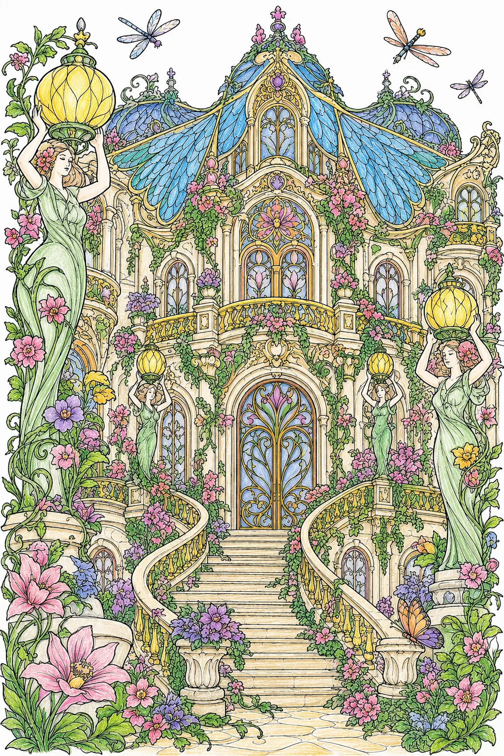 Art Nouveau Palace with Living Vine Motifs