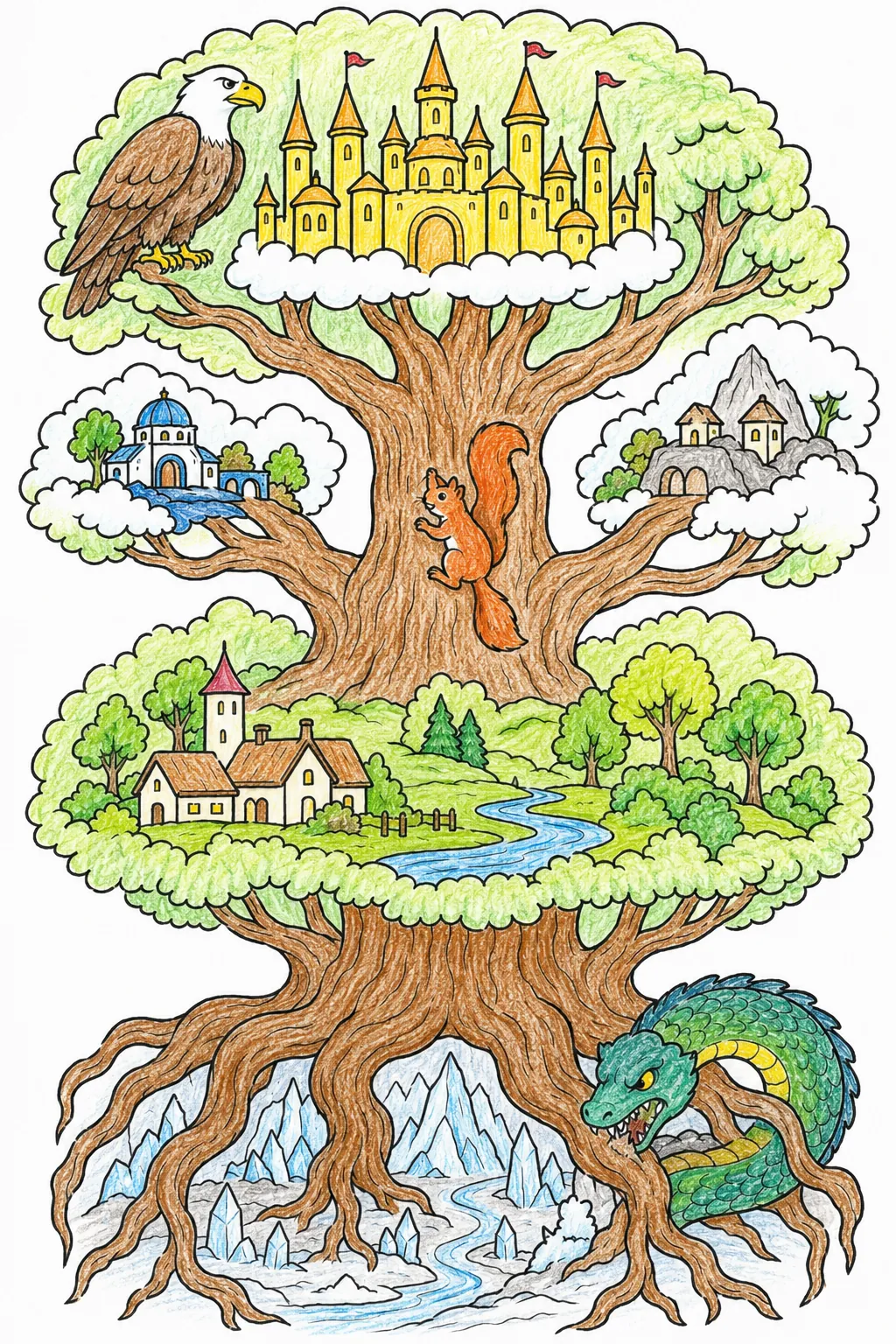 Yggdrasil, der Weltenbaum – alle neun Welten in seinen Ästen und Wurzeln