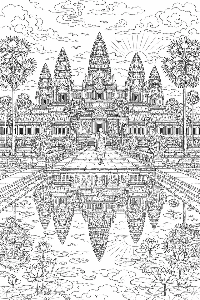 Angkor Wat Tempel leuchtet in der magischen Morgendämmerung