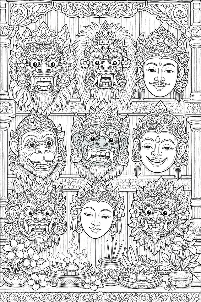 मंदिर मंदिर में बालिनी नृत्य मुखौटा दीर्घा