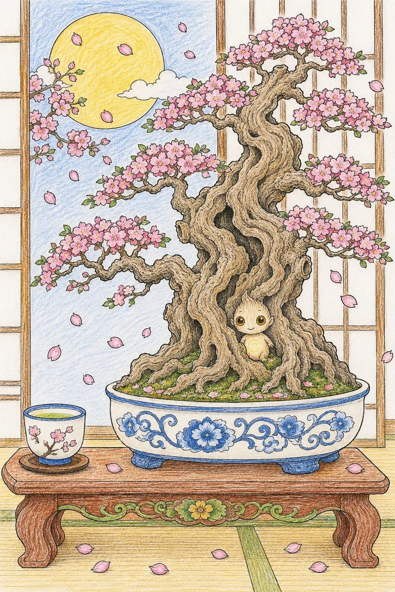 千年盆景树揭示其微小的树精灵