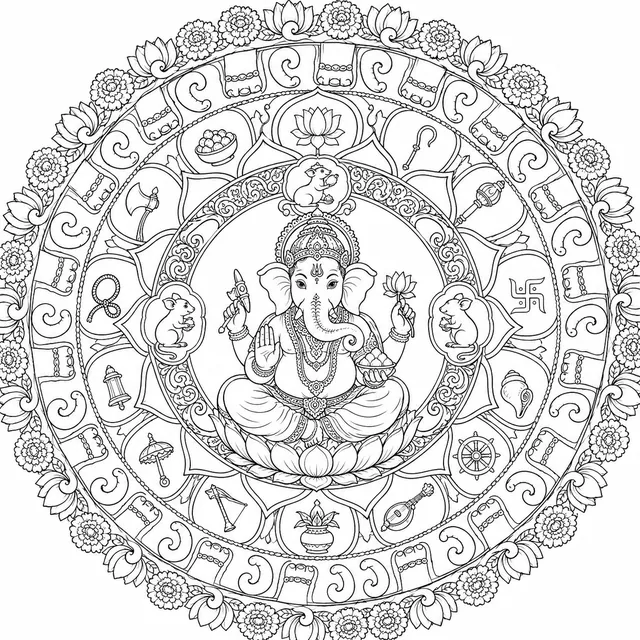 Ganesha-Elefanten-Mandala als Zentrum hinduistischer Weisheit