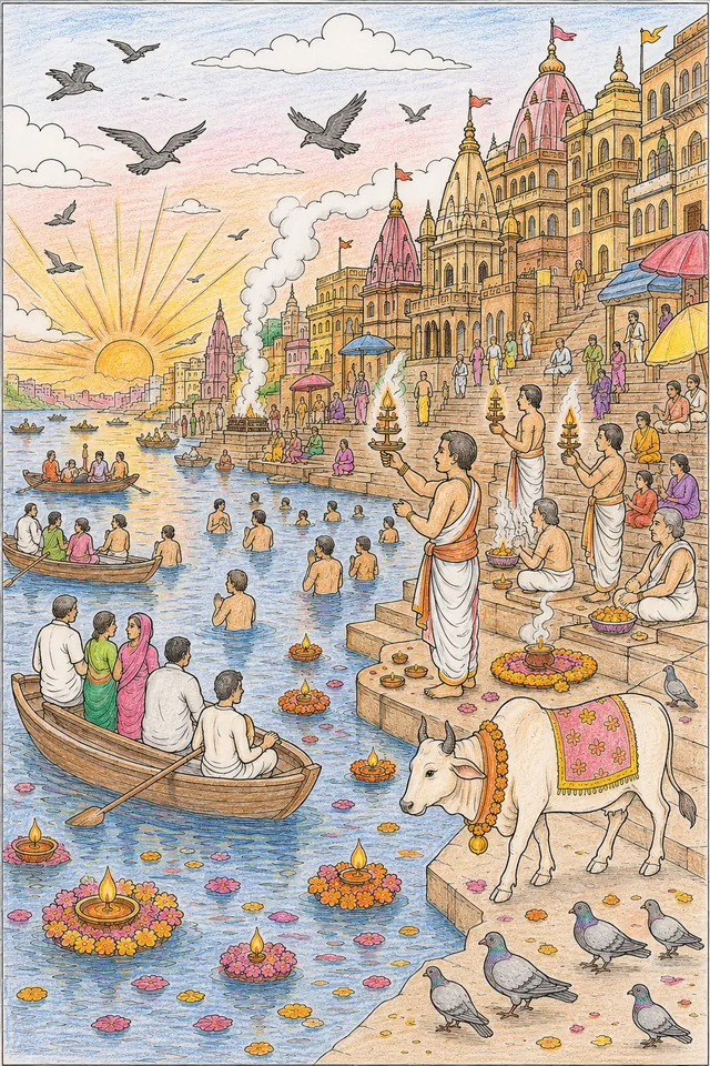 Varanasi am Ganges: Morgenrituale im heiligen Sonnenaufgangslicht – So könnte es aussehen