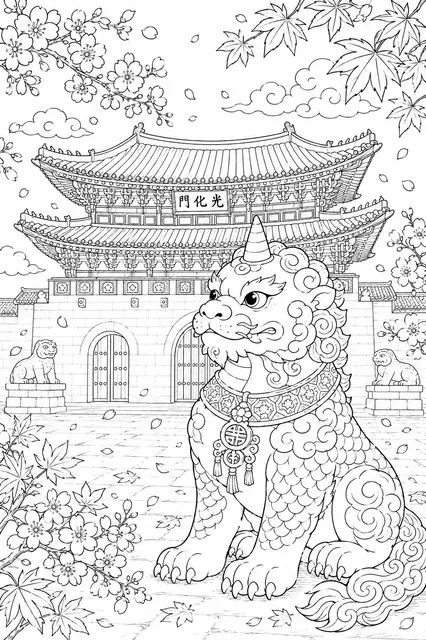 独角兽海驰守护韩国宫殿大门光化门