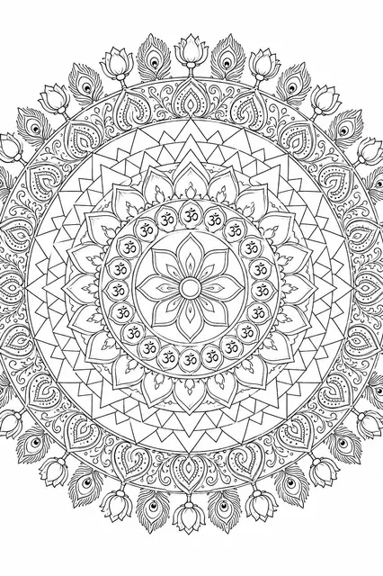 Hinduistisches Lotus-Chakra-Mandala mit Energieblüten