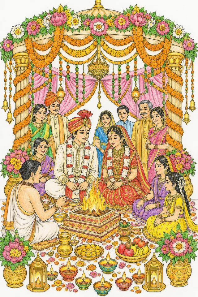 Indische Hochzeitszeremonie unter dem festlichen Mandap – So könnte es aussehen