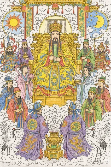 Der Jade-Kaiser auf seinem Himmelspalast thront über den Wolken – So könnte es aussehen