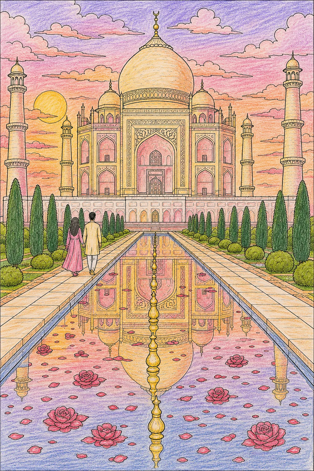 The Taj Mahal Glowing in the Golden Light of Sunset
