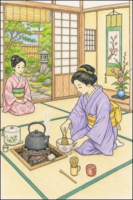Stille Schönheit der japanischen Teezeremonie im Teepavillon – So könnte es aussehen