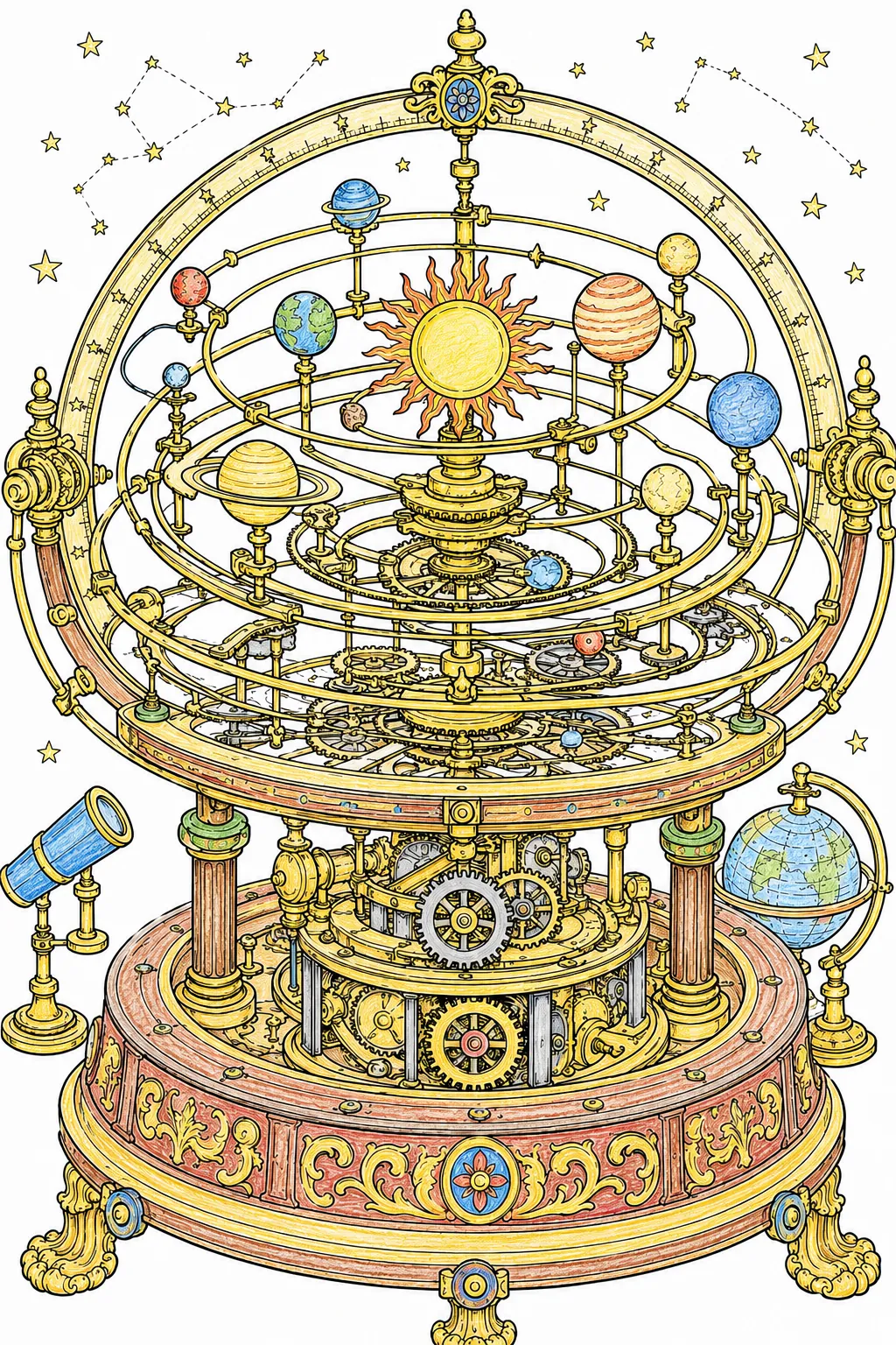 机械太阳系仪——行星仪钟表装置