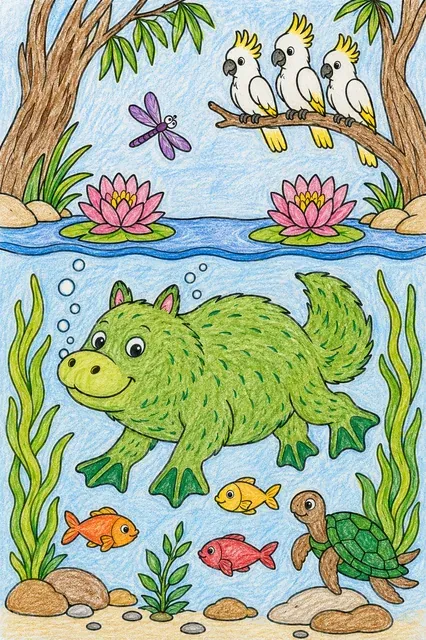 Der Bunyip im Billabong – So könnte es aussehen