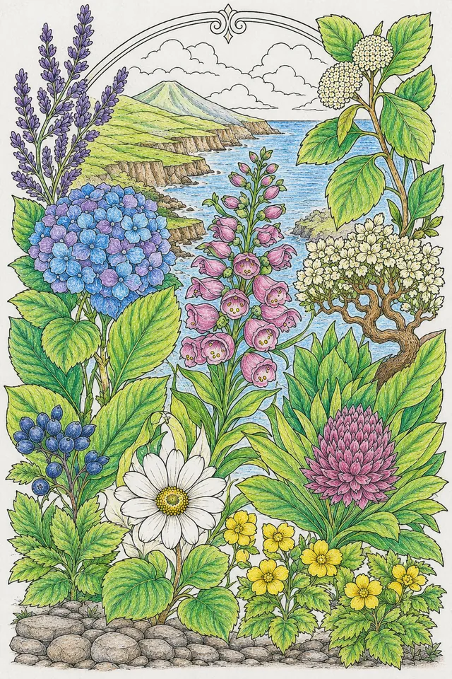 Azores: Laurel leathery / Juniper awl-shaped / Heath bell / Viburnum dome / Picconia star drupe