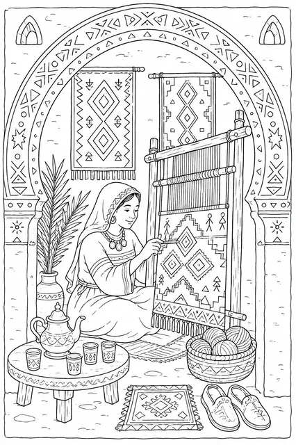 The Berber Weaver at the Azilal Carpet