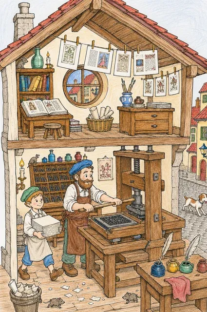 Der Buchdrucker in der Werkstatt – So könnte es aussehen