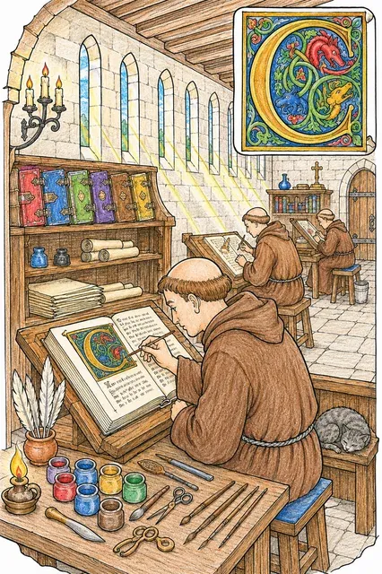 Der Buchmaler im Skriptorium – So könnte es aussehen