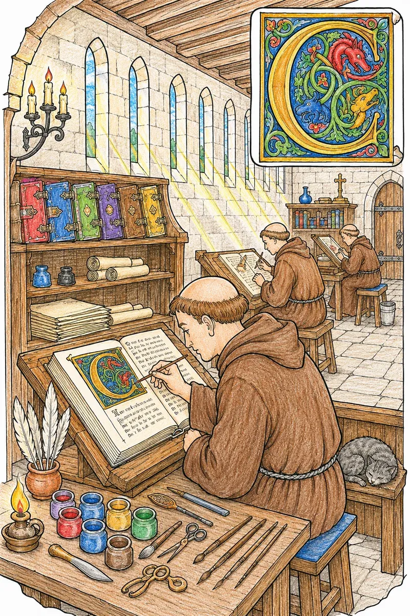 Der Buchmaler im Skriptorium