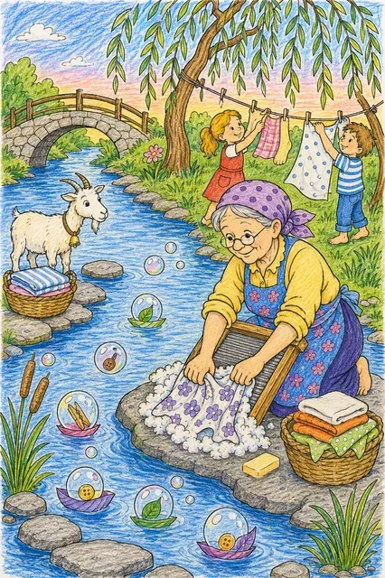 Die Wäscherin am Seifenfluss – So könnte es aussehen