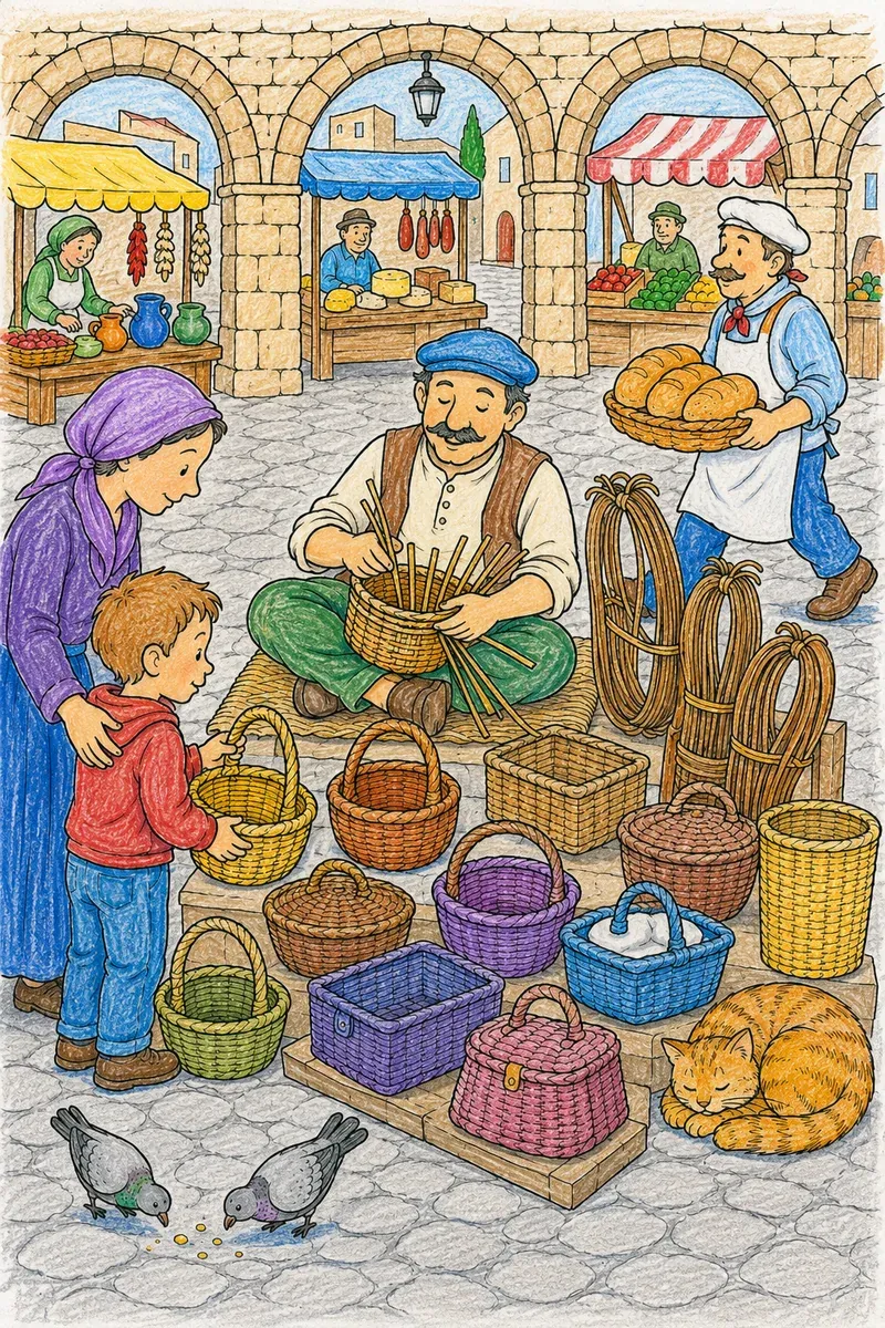 Der Korbflechter auf dem Markt