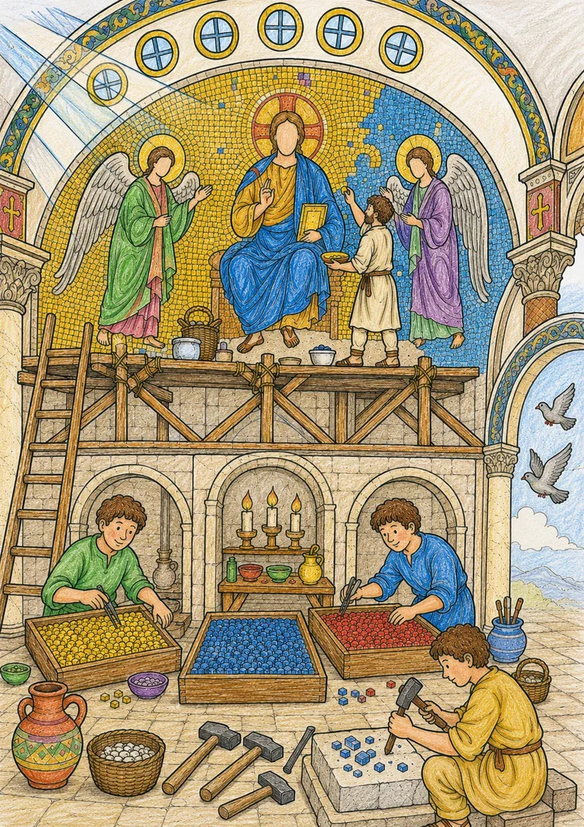 Der Mosaikleger in der byzantinischen Kirche