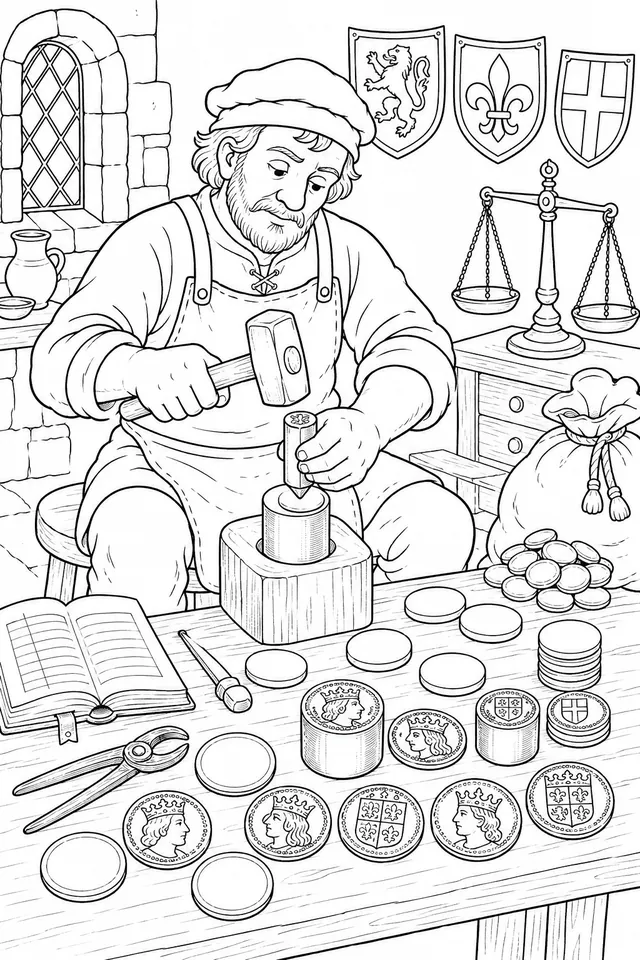 The Monk in the Scriptorium: A Medieval Monk Copies an Illuminated Manuscript with Quill Pen and Ink