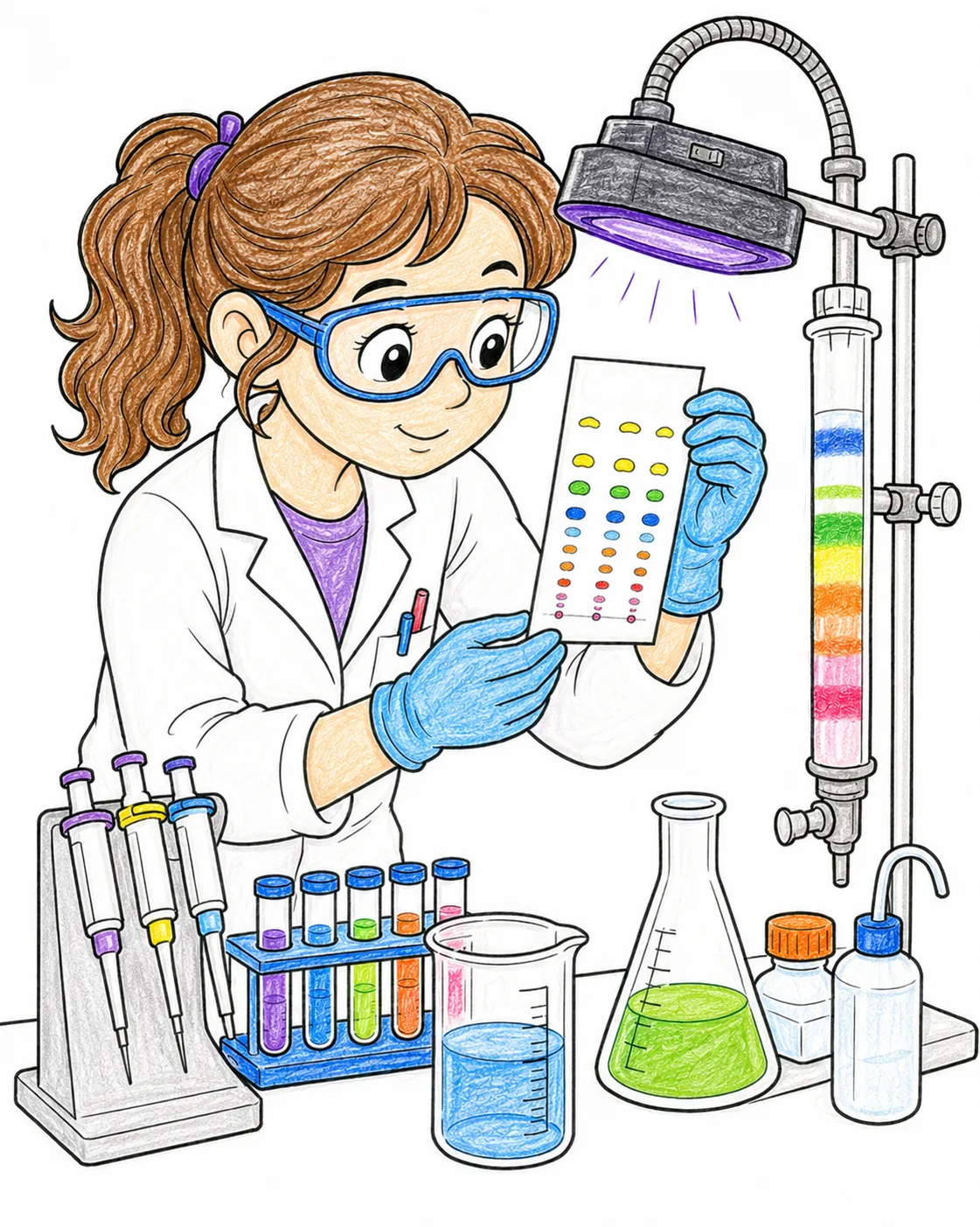 Biochemikerin bei der Chromatographie-Analyse im Labor