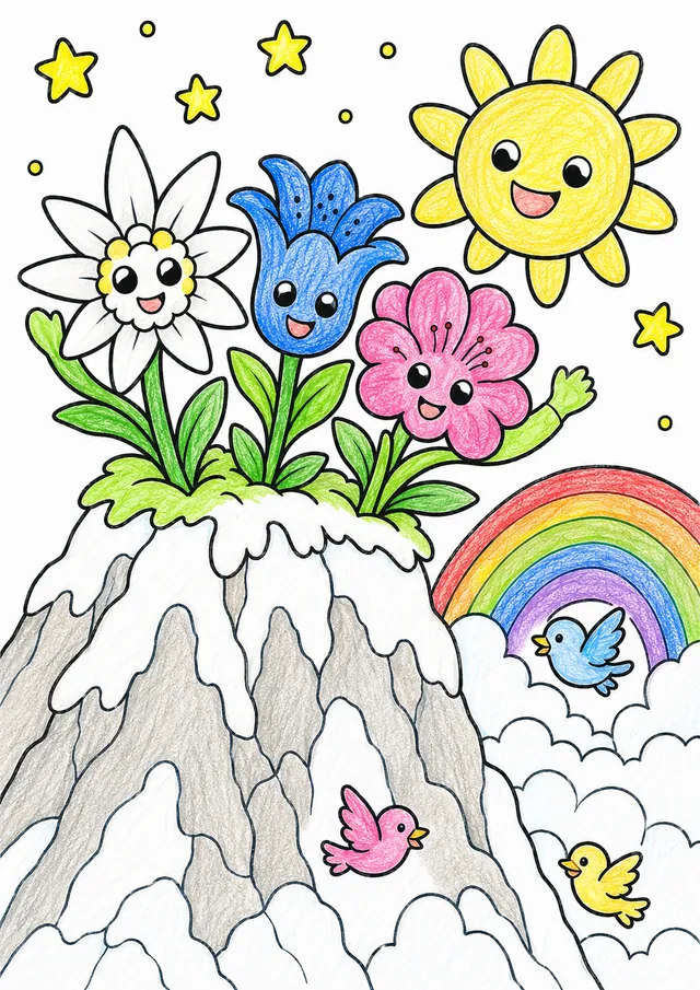 Bergblumen auf dem Gipfel – So könnte es aussehen