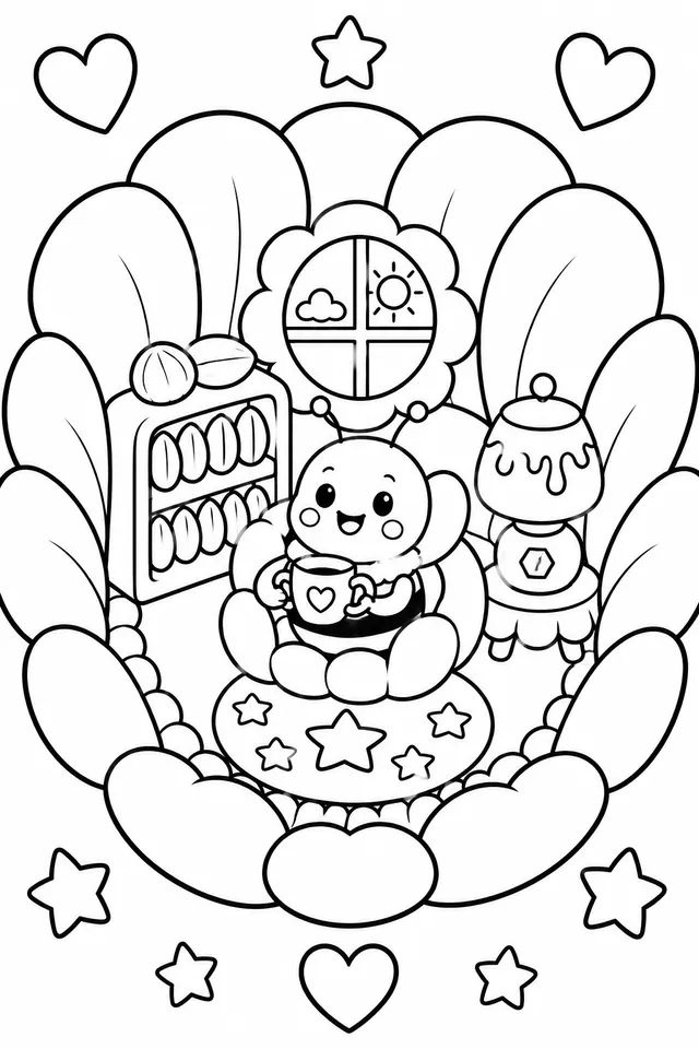 Die Biene wohnt gemütlich in der Blume