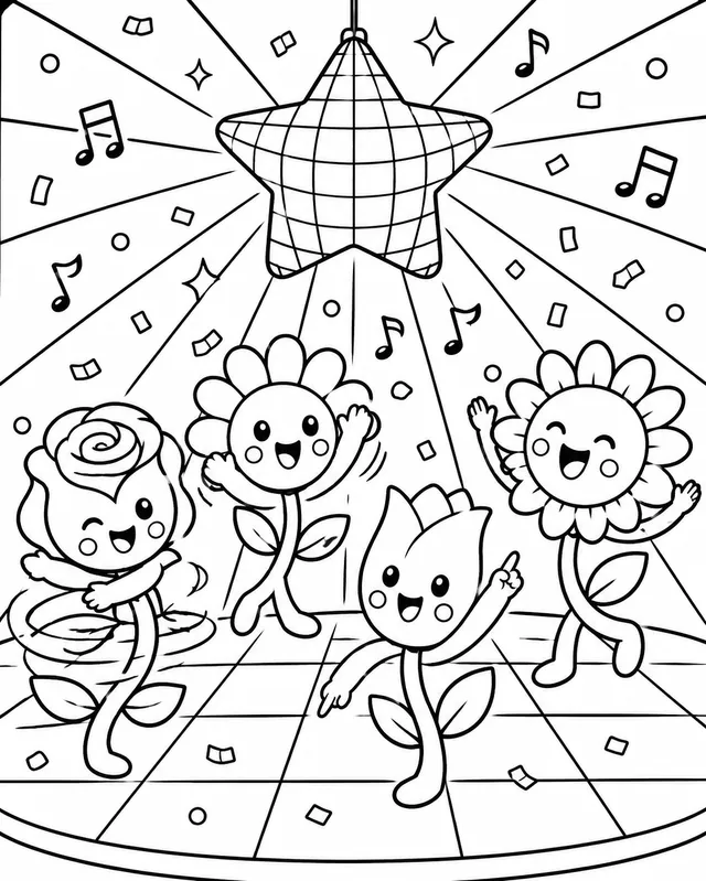 Die Blumen-Disco mit Diskokugel