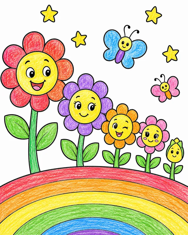 Die Regenbogen-Blumenfamilie im Garten – So könnte es aussehen