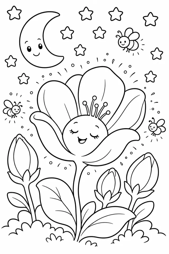 Die Mondblume öffnet sich in der Nacht